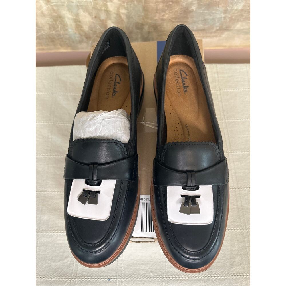 Clarks Westlynn Bella Women's Black Leather Chunky Lug Sole Loafer Size 8.5 M - Picture 8 of 14